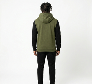 Gilet sans manches à capuche vert olive pour homme, en molleton tricoté, coupe droite, couleur unie, style décontracté pour l'automne - Product Image 3