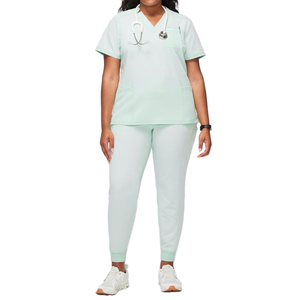 Ensemble de tenues médicales pour femmes, col en V, uniforme d'infirmière, tissu extensible doux, vêtements de travail pour le secteur de la santé, haut et pantalon, uniformes d'hôpital - Product Image 4
