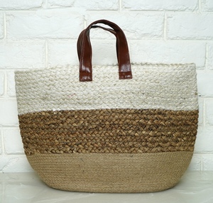 Sac fourre-tout en jute tissé pour femmes, style bohème, grande capacité, sac à bandoulière ouvert, sac de plage d'été, sac de shopping - Product Image 1