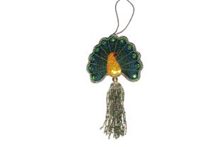 Adorno Colgante de Pavo Real con Bordado Zari |   Adorno Decorativo de Pared y Puerta con Cuentas y Lentejuelas Bordadas |   Decoración Tradicional India para el Hogar en Fiestas - Product Image 2