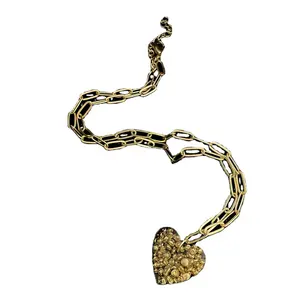 قلادة جذابة أنيقة مطلية بالذهب من القلب مع سلسلة SKU7451 سلسلة مطلية بالذهب عيار 18 للنساء