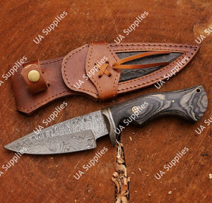 Couteau de chasse et de camping à lame fixe en acier Damas, personnalisable, support OEM/ODM, vente en gros, manche en bois Pakka, faible MOQ, offre spéciale - Product Image 2