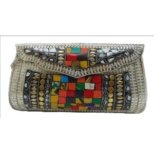 Pochette élégante en velours, motif mosaïque de sequins, demi-lune, avec chaîne, à rabat, pour soirée, cadeau de mariage ou de fête du Ramadan, faite à la main - Product Image 5