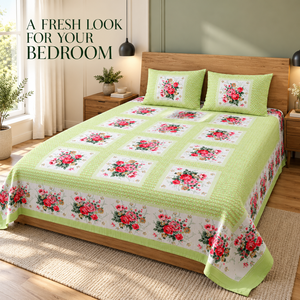 Juego de Sábanas Personalizables con Estampado Floral de Lunares, 100% Algodón, Impresas a Mano, 300 Hilos, 1.8m, Resistentes a la Decoloración, para Todas las Estaciones, con Fundas de Almohada | - Product Image 3