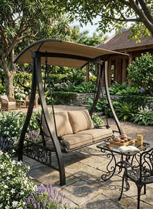 Hand-Forged Wrought Iron Garden <b>Swing</b>-European/Classical/Victorian Design Easy Assembly-Outdoor Furniture for 3 People - Product Image 6