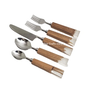 Couverts de cuisine cuillères à soupe argenterie en acier inoxydable et manche en résine vente en gros couverts couverts ensembles de vaisselle - Product Image 5