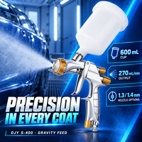 Pistolet à air comprimé DJY S-400 600ml à alimentation par gravité, buse de 1,3 mm pour la peinture automobile