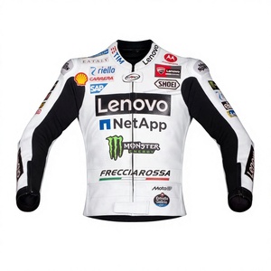 Veste de <span class=keywords><strong>moto</strong></span> en cuir blanc <span class=keywords><strong>Marc</strong></span> Marquez Rucati MotoGPJacket/Chaquetta, veste de course en cuir de kangourou de qualité supérieure, haute vitesse - Product Image 1