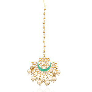 Tikka de mariée de style pakistanais Royal Head, bijou de tête en alliage doré, ornement de front, coiffe de mariage de luxe traditionnelle - Product Image 2