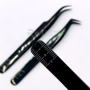 Pince à épiler en acier inoxydable RMI, pointe volumineuse, revêtement plasma noir, pour extensions de cils – Meilleure vente - Product Image 4