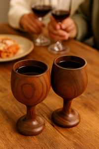 Verre à shot en bois sculpté à la main, coupe à boire, vaisselle de bar pour cocktails et vin - Product Image 5