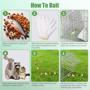 Trappola Pieghevole per Animali Vivi 31x12x11 con Copertura e Guanti, Gabbia Resistente per Animali Domestici - Product Image 6