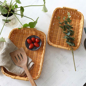 Style rustique bambou plateau de service en osier rotin organisateur paniers pour cuisines Restaurants idées de décoration de la maison - Product Image 6