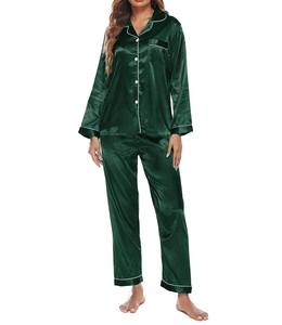Ensemble de pyjama pour femmes, couleur unie, manches longues, taille plus, confortable, respirant, doux, pour la maison, été, vêtements de nuit pour femmes, OEM - Product Image 4