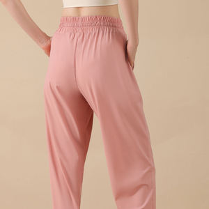 Custom Logo <b>Elastic</b> Waist Quick-Dry Lightweight Yoga Jogging Pants Mid Casual Stretch Nylon Spandex Pull-<b>String</b> Pocket Loose Fit - Product Image 3