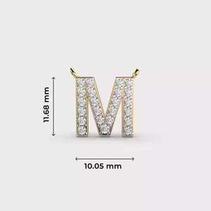 Luxury Rose Gold Rhodium Plated Moissanite Letter M Charm Round Brilliant Cut Channel Setting Unisex Party Pendant - Product Image 3