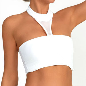 Sujetador deportivo de yoga de secado rápido para mujer, talla grande, transpirable, de malla, con espalda cruzada, diseño sencillo, para gimnasio, fitness, running, compresión, ropa deportiva activa - Product Image 1