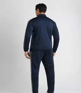 Men's Navy Blue Tracksuit <b>Set</b> Stand Collar <b>Knitted</b> Breathable Casual Sportswear Autumn Wear - Product Image 1