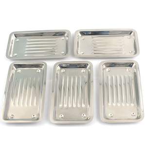 Caja organizadora de instrumentos quirúrgicos dentales de acero inoxidable con rieles de silicona azules y diseño delgado para esterilización - Product Image 6