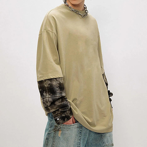 เสื้อยืดแขนยาวสไตล์วินเทจฮิปฮอปผู้ชายแบบสั่งทำพิเศษ ผ้าสองชั้น ทรงโอเวอร์ไซส์ ผ้าคอตตอนหนา 100% - Product Image 6