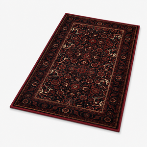 Alfombra Decorativa de Lana Negra Roja Intensa, Ecológica, Antideslizante, con Diseño Floral Clásico de Enredaderas, para Decoración de Interiores de Lujo - Product Image 2