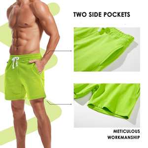 Shorts en tissu éponge 100% coton personnalisés de haute qualité pour hommes, vêtements de sport décontractés, longueur genou, coupe ample. - Product Image 4
