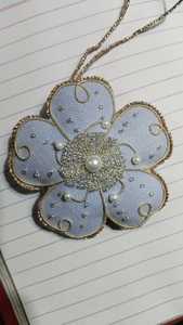 Luxury High Quality Metallic Zardozi Handmade Embroidered Beaded Velvet Satin Eco-Friendly Durable <b>Heart</b>-Shaped Hanging - Product Image 4