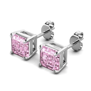 Boucles d'oreilles clous solitaires tendance en argent sterling 925 avec pierre de glace concassée taille radiant, bijoux fins pour femme, Destiny Jewellery - Product Image 3