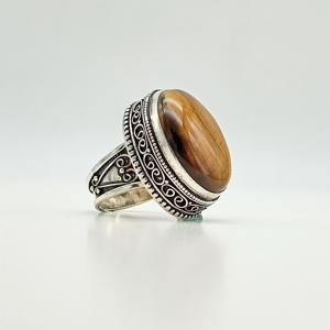 Tiger’s Eye Gemstone <b>Ring</b> Natural Brown Stone <b>Ring</b> Sterling Silver Jewelry Boho <b>Statement</b> <b>Ring</b> Gift for Her Him - Product Image 1