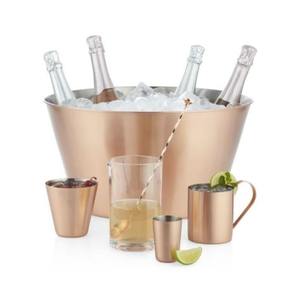 Seau à glace Frozen Bliss pour le stockage de glaçons pour garder vos boissons au frais couleur cuivre avec poignée dorée exportateur indien - Product Image 6
