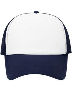 Gorra trucker azul marino y blanca personalizada con malla trasera, cierre ajustable, transpirable, frente de espuma de poliéster, logotipo personalizado, gorra de béisbol. - Product Image 1