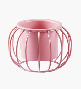 Support de plante moderne en métal rose avec pot décoratif en fil métallique, élégant porte-fleurs pour l'intérieur, l'extérieur, le jardin, le salon - Product Image 5