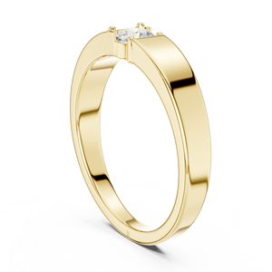 Bague solitaire pour homme en or jaune avec diamant de laboratoire taille brillant rond, design classique de bague de mariage - Product Image 2