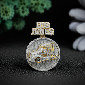 Custom Truck Driver Engagement Wedding VVS Moissanite Semi Truck Necklace 925 Sterling Silver Rose Gold Plated Iced Big Rig - Product Image 4