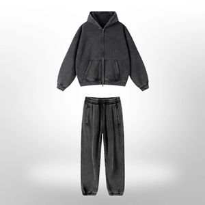 Best Quality Acid Wash Flared Tracksuits <b>for</b> Men Vintage Wash Stylish <b>Hip</b> Hop Sweat Suits Puff Printed Sets <b>for</b> Winter Season XL - Product Image 2