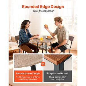 Set of 3pcs 23.5\" Rounded Corner <b>Bar</b> <b>Tables</b> with Two Stools Comfortable Pub <b>Table</b> Furniture - Product Image 6