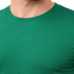 Camiseta Verde Lisa para Hombre, Manga Corta, Algodón, Corte Ajustado Informal, Cuello Redondo, Color Sólido, Alta Calidad, Estándar de Exportación, Aspecto Premium - Product Image 2