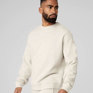 Oliva Green Heavyweight Pullover Sweatshirt personnalisé 100% coton avec manches longues thermiques et impression de conception - Product Image 4
