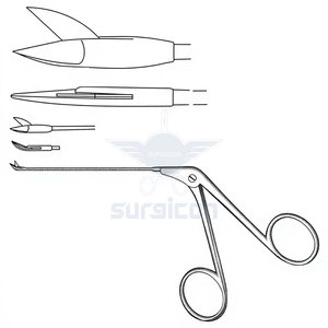 Tijeras Microquirúrgicas para Oído Wullstein, 80 mm de Longitud de Eje, para Diestros, Instrumento Quirúrgico, Acabado Negro, Microcirugía de Precisión, ORL - Product Image 1