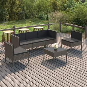 Conjunto de Muebles de Jardín de Ratán PE Gris con Acero con Recubrimiento en Polvo, Producto de Poliéster Duradero para Uso en Exteriores - Product Image 1