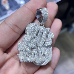 Colgante de Letra de Moissanita VVS de Alta Calidad, Plata 925, Joyería Hip Hop con Cadena Cubana, Regalo Personalizado con Nombre - Product Image 5