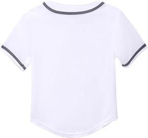 Camiseta de Béisbol Blanca Unisex de Manga Corta con Cuello en V, Cintura Elástica, Absorbe la Humedad, Corte Regular, Prenda para Adultos Sublimada - Product Image 3