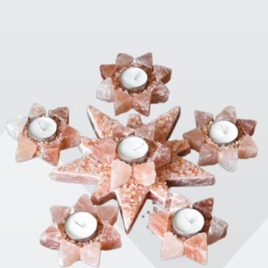 Porte-bougie en sel de l'Himalaya de qualité supérieure, sculpté en forme d'étoile, décoration naturelle relaxante - Product Image 3