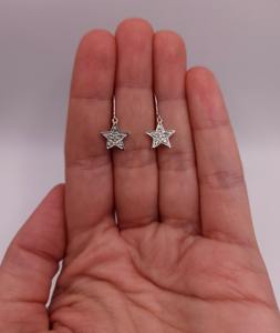 Pendientes Colgantes de Estrella con Diamantes Cultivados en Laboratorio de Oro de 14K, Forma Redonda, Joyería Elegante Minimalista para Mujer, Regalo para Fiestas y Eventos - Product Image 1