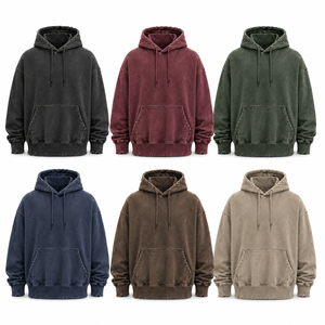 Sudadera con Capucha Estilo Vintage Personalizada, Tejido Grueso de Algodón Lavado, Corte Regular, Ecológica, Transpirable, Servicio OEM - Product Image 2