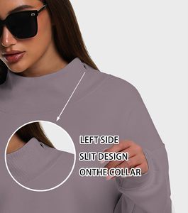 Sweat-shirt à col roulé surdimensionné pour femmes, pull à manches longues, sweat-shirt à capuche, vente en gros OEM - Product Image 4
