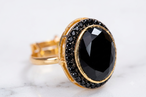 Luxury Oval Cut Halo Engagement <b>Ring</b> 24K <b>Gold</b> Plated Dual Tone Micro Pave CZ Stone Statement <b>Cocktail</b> <b>Rings</b> Women Fashion - Product Image 2