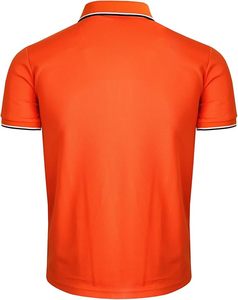 Men's Orange Short Sleeve Stand <b>Collar</b> <b>T</b>-<b>Shirt</b> Contrast Trim Regular Fit Casual Knitted 100% Cotton Breathable Solid Color - Product Image 2