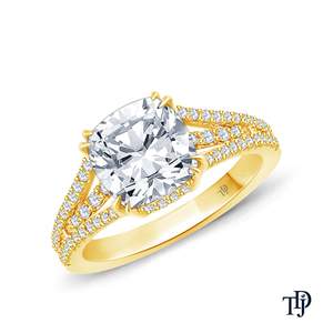 10K Gold Customizable Dual Claw <b>Split</b>-Shank Diamond (Natural) Engagement <b>Ring</b> with Center Diamond (Natural) OEM Wholesale retail - Product Image 3