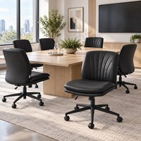 Fabricant de chaises DM, chaise de visiteur pivotante sans accoudoirs en cuir PU avec roulettes pour la maison, le bureau, l'utilisation commerciale, OEM ODM